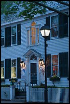 Facade and street light and dusk, Essex. Connecticut, USA