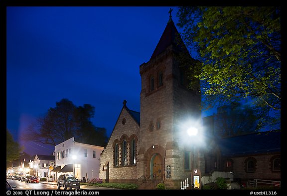 Church at night, Essex. Connecticut, USA (color)