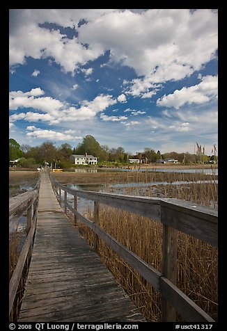 Wooden deck accross Oyster River, Old Saybrook. Connecticut, USA