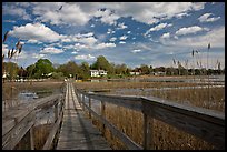 Deck, tall grasses, and river, Old Saybrook. Connecticut, USA (color)