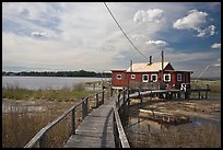 Deck and old stilt house, South Cove, Old Saybrook. Connecticut, USA (color)