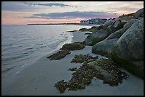 Rocks and beachfront houses, Westbrook. Connecticut, USA