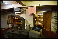 Kitchen and dining room on historic ship. Mystic, Connecticut, USA (color)