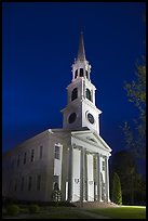 First Congregational Church (1665) at night, Old Lyme. Connecticut, USA