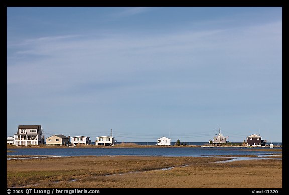 Beach houses, Connecticut River estuary, Old Saybrook. Connecticut, USA (color)