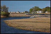 Oyster River, grasses, and houses, Old Saybrook. Connecticut, USA