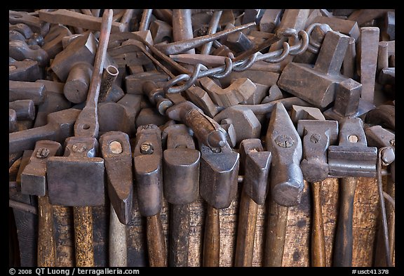 Tools in shipsmith shop. Mystic, Connecticut, USA (color)