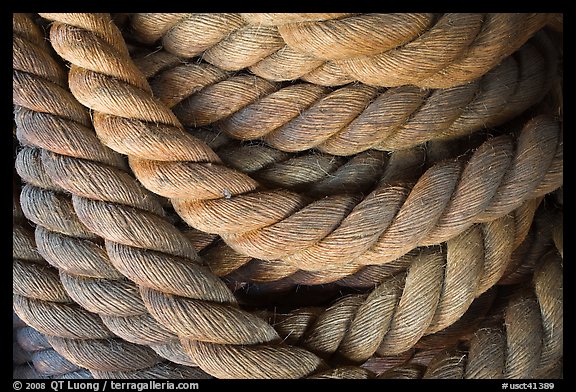 Detail of marine rope. Mystic, Connecticut, USA (color)