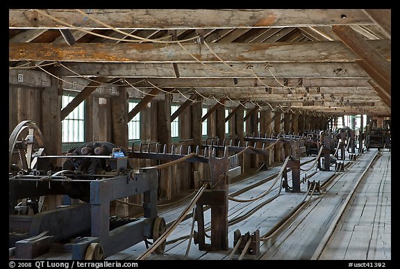 Inside long Rope-making building. Mystic, Connecticut, USA (color)