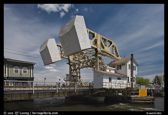 Counterweights of the Mystic River drawbridge. Mystic, Connecticut, USA