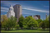 Hartford skyline and Bushnell Park. Hartford, Connecticut, USA (color)