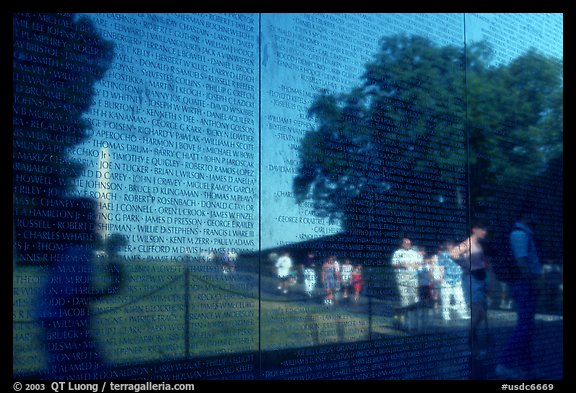 The Wall, Vietnam Veterans Memorial. Washington DC, USA (color)