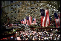 Historic hall with American flags. Washington DC, USA