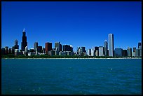 Skyline of the city above Lake Michigan, morning. Chicago, Illinois, USA