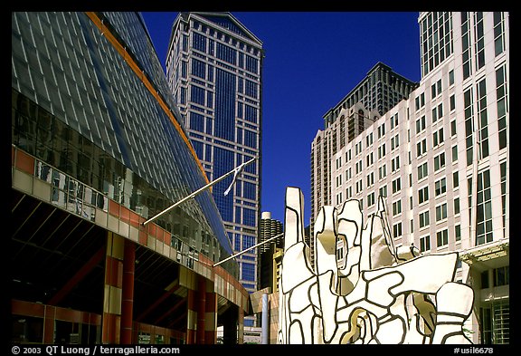 Modern sculpture on a plaza. Chicago, Illinois, USA (color)