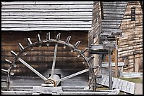 Undershot wheel on side of forge, Saugus Iron Works National Historic Site. Massachussets, USA (color)