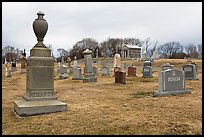 Tombstones in open cemetery space. Salem, Massachussets, USA ( color)