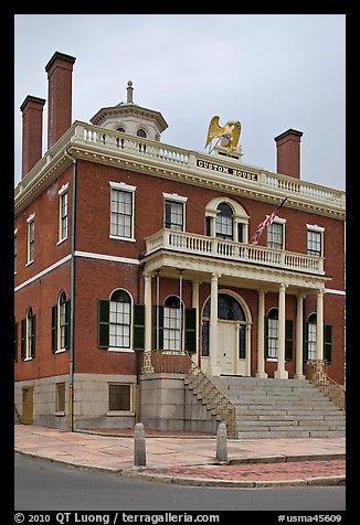 Custom House with eagle representing US government, Salem Maritime National Historic Site. Salem, Massachussets, USA (color)