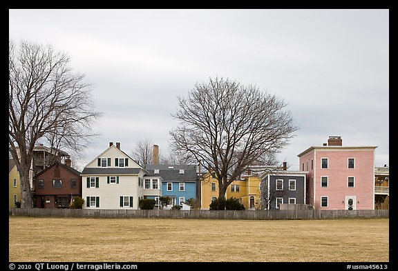 Row of pastel houses. Salem, Massachussets, USA (color)