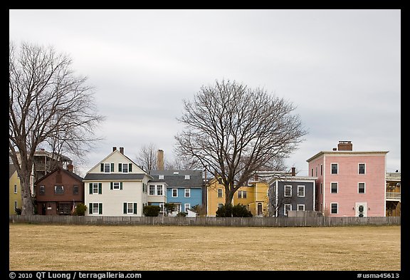 Row of pastel houses. Salem, Massachussets, USA