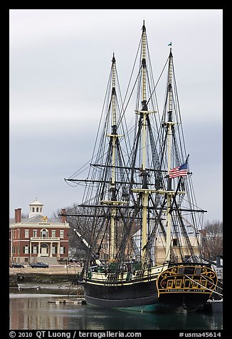 Square rigged East Indiaman Friendship, Salem Maritime National Historic Site. Salem, Massachussets, USA (color)