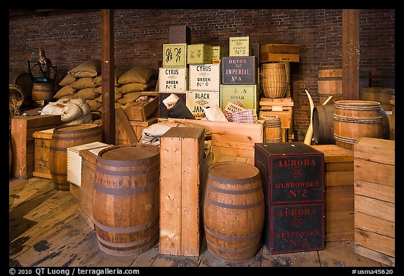 Chests and barrels, public stores, Salem Maritime National Historic Site. Salem, Massachussets, USA