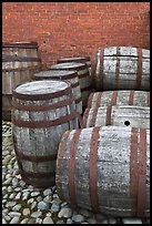 Barrels outside public stores, Salem Maritime National Historic Site. Salem, Massachussets, USA