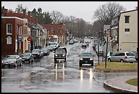 Main street in the rain, Concord. Massachussets, USA