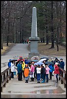 School children visiting North bridge, Minute Man National Historical Park. Massachussets, USA (color)
