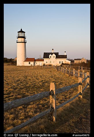 Cape Cod Light and fence, Cape Cod National Seashore. Cape Cod, Massachussets, USA (color)