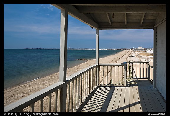 Porch and beach, Truro. Cape Cod, Massachussets, USA (color)