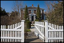 White picket fence and house, Provincetown. Cape Cod, Massachussets, USA (color)