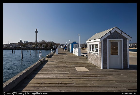 Pier and Pilgrim Monument, Provincetown. Cape Cod, Massachussets, USA (color)
