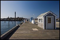 Pier and Pilgrim Monument, Provincetown. Cape Cod, Massachussets, USA (color)