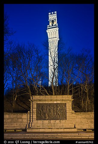 Pilgrim Monument by night, Provincetown. Cape Cod, Massachussets, USA
