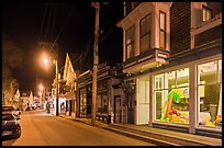 Commercial street by night, Provincetown. Cape Cod, Massachussets, USA