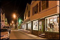 Art gallery and street by night, Provincetown. Cape Cod, Massachussets, USA