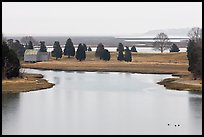 Salt Pond and boathouse, Sandwich. Cape Cod, Massachussets, USA