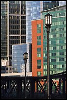 Lamps and high-rise facades. Boston, Massachussets, USA (color)