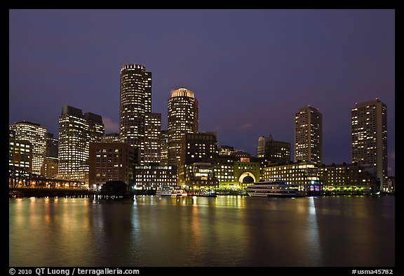 Boston skyline at dusk. Boston, Massachussets, USA (color)