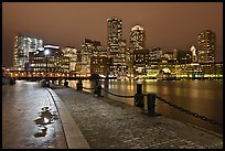 Wharf and skyline by night. Boston, Massachussets, USA