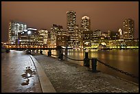 Wharf and skyline by night. Boston, Massachussets, USA (color)