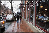 Charles Street on rainy day, Beacon Hill. Boston, Massachussets, USA (color)