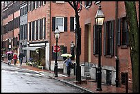 Beacon Hill street in the rain. Boston, Massachussets, USA ( color)