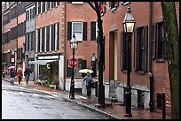 Beacon Hill street in the rain. Boston, Massachussets, USA