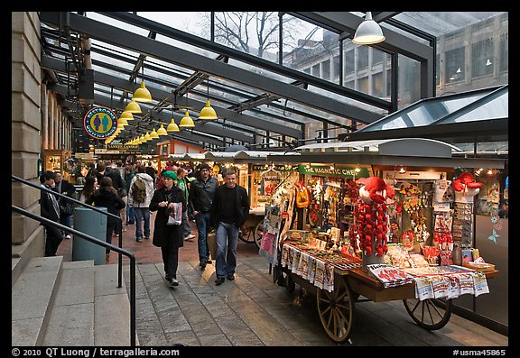 Pushcarts, Faneuil Hall Marketplace. Boston, Massachussets, USA (color)