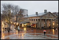 Faneuil Hall Marketplace on rainy day. Boston, Massachussets, USA