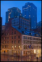 South Market and high rise buildings at dusk. Boston, Massachussets, USA (color)