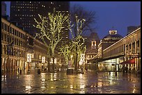 Faneuil Hall festival marketplace at night. Boston, Massachussets, USA