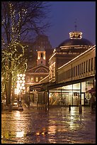 Quincy Market and Faneuil Hall at night. Boston, Massachussets, USA (color)